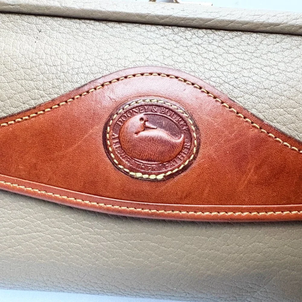 Dooney & Bourke Checkbook Organizer Wallet Taupe AWL British Tan Leather